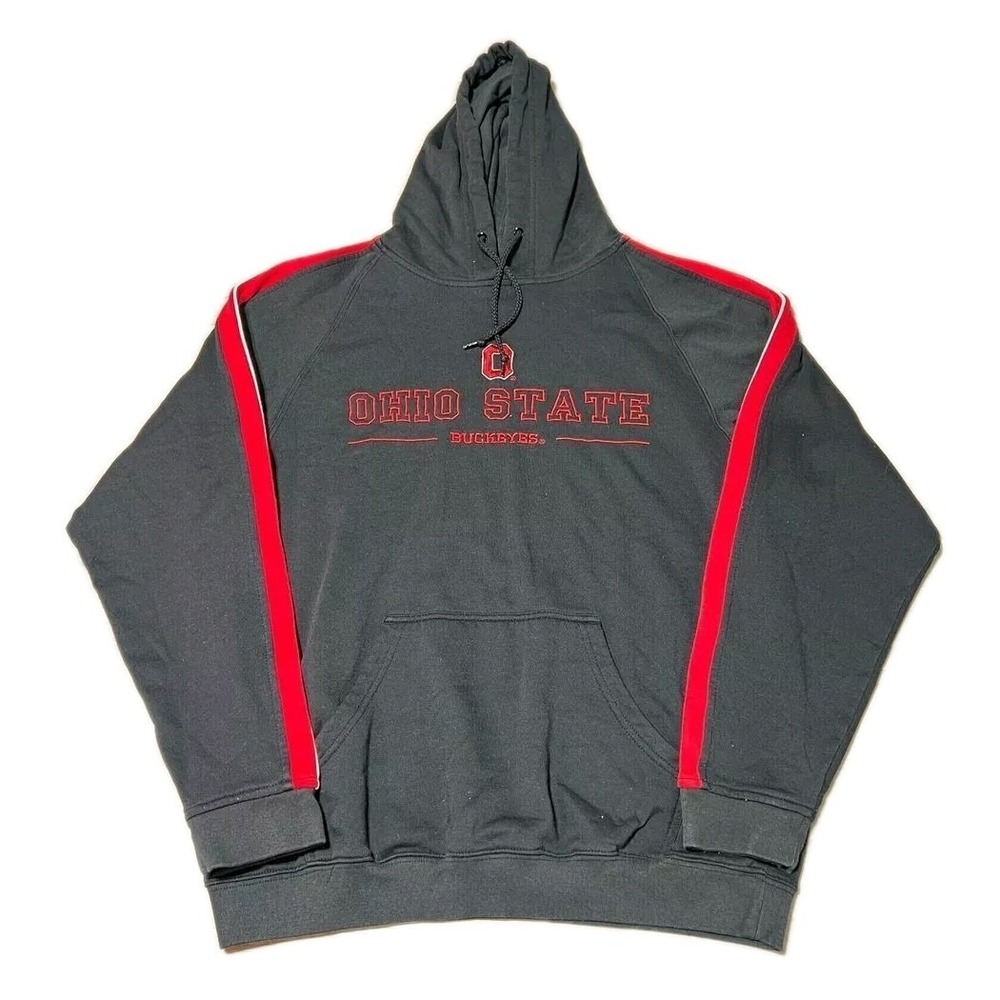 Vintage Ohio State University Hoodie Mens Medium Black Red Oak Buckeyes‎ College